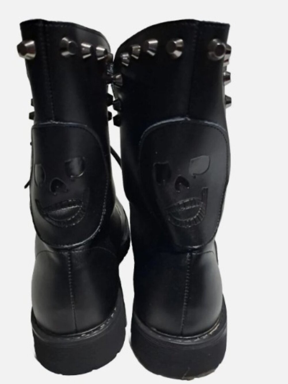 Black Leather Studded Combat Boots